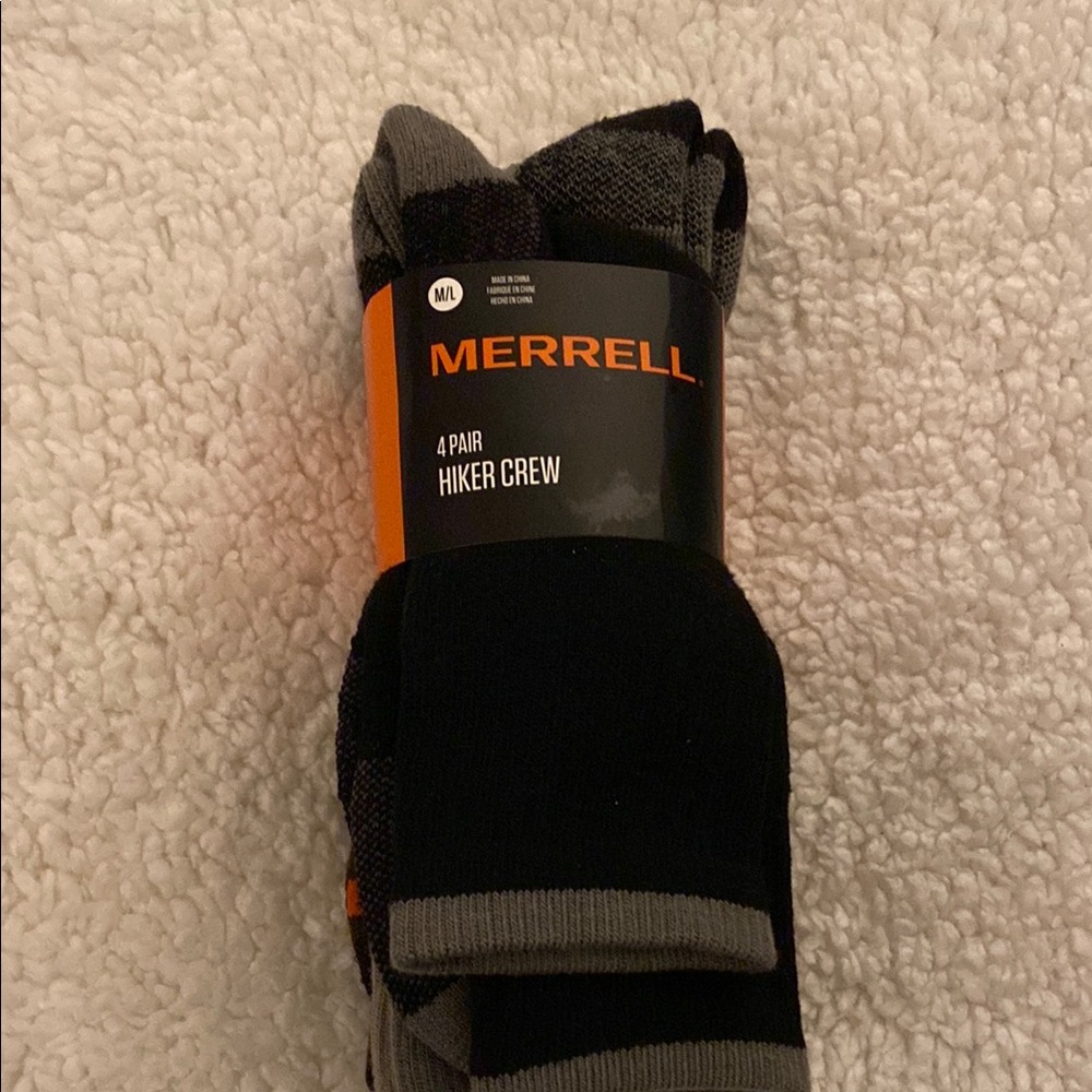 Merrell Hiker Crew Socks - Black and Gray